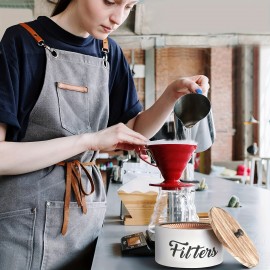 LDQ ラスティックファームハウス風木製コーヒーフィルターホルダー、黒い蓋付き – 耐久性があり、お手入れ簡単なキッチンカウンター装飾用収納容器、コーヒーバーや家庭用に最適