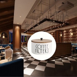 LDQ ラスティックファームハウス風木製コーヒーフィルターホルダー、黒い蓋付き – 耐久性があり、お手入れ簡単なキッチンカウンター装飾用収納容器、コーヒーバーや家庭用に最適