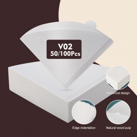 50/100枚 V60 コーヒーフィルターペーパー、円錐形、使い捨て、簡単使用 V02、ドリップコーヒーメーカー用、業務用