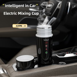 12 V ポータブル電動ケトル - 420 ml ホットウォーターアイソレーションカークップ、磁気誘導搾り、コンパクトトラベルデザイン、フルボディ防水、ドライボイル保護 - 車の旅行、コーヒー、ティー、屋外活動に最適