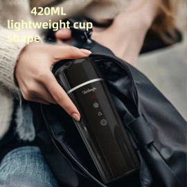 12 V ポータブル電動ケトル - 420 ml ホットウォーターアイソレーションカークップ、磁気誘導搾り、コンパクトトラベルデザイン、フルボディ防水、ドライボイル保護 - 車の旅行、コーヒー、ティー、屋外活動に最適