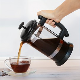 34オンス フレンチプレス コーヒーメーカー - 耐熱厚手ガラス、304ステンレス鋼、滑り止めシリコンベース、家庭＆キャンプ用コールドブリュー