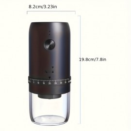 USB充電式ポータブル電気コーヒーグラインダー - 家庭＆旅行用コンパクトデザイン、食品用プラスチック、透明容器、コーヒー愛好家への完璧なギフト
