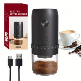USB充電式ポータブル電気コーヒーグラインダー - 家庭＆旅行用コンパクトデザイン、食品用プラスチック、透明容器、コーヒー愛好家への完璧なギフト