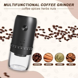 USB充電式ポータブル電気コーヒーグラインダー - 家庭＆旅行用コンパクトデザイン、食品用プラスチック、透明容器、コーヒー愛好家への完璧なギフト