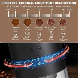 USB充電式ポータブル電気コーヒーグラインダー - 家庭＆旅行用コンパクトデザイン、食品用プラスチック、透明容器、コーヒー愛好家への完璧なギフト