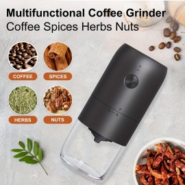 ポータブル電動バーコーヒーグラインダー - USB-C充電式、調整可能なセラミックバール、一触操作＆クリーンブラシ付き - コンパクトスパイス＆コーヒー豆グラインダーホーム用、ブラック、ポータブルコーヒーグラインダー | モダンコーヒーグラインダー | 簡単清掃グラインダー、キッチングラインダー