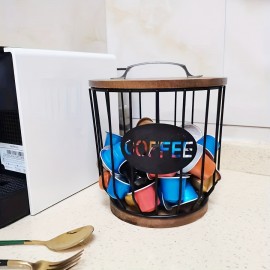 1個 ブラック コーヒーカプセル 収納ラック 金属製 クリエイティブ オーナメント キッチン リビングルーム 収納バスケット