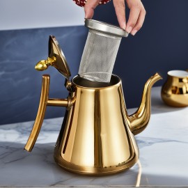 1.5L 厚手ステンレススチールケトル 家庭用、フィルター付き、コーヒー/ティーに最適、ホテル/レストランに適し、インダクション調理器に互換性あり。