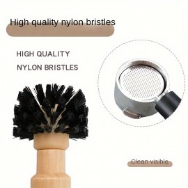 ポータブルフィルタクリーニングブラシ、バリスタエスプレッソコーヒータンパークリーニングブラシ 51mm 54mm 58mm 木製ハンドル付きツール