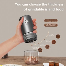 USB充電式コーヒーグラインダー - 調節可能、静音のエレクトリック豆＆スパイスミル エスプレッソ・ドリップコーヒーなどに - ブラック＆ホワイトオプション 透明ガラスボディ＆ステンレス製研削機構 コーヒービーンズグラインダー