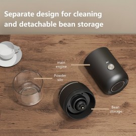 USB充電式コーヒーグラインダー - 調節可能、静音のエレクトリック豆＆スパイスミル エスプレッソ・ドリップコーヒーなどに - ブラック＆ホワイトオプション 透明ガラスボディ＆ステンレス製研削機構 コーヒービーンズグラインダー