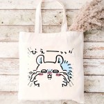 女性用キュートなホワイトキャンバストートバッグ - おしゃれなショッピングショルダーバッグ、楽しいキャラクタープリント付き、耐久性あり＆洗濯機可、日常使いに最適｜かわいいキャラクターボックス｜丈夫なキャンバス、かわいいバッグ