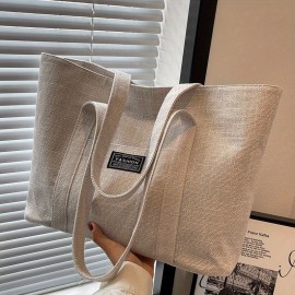 女性向けのヘンプファブリックトートバッグ、広々と肩掛け可能なハンドバッグ、ジッパークロージャー付きの多用途メッセンジャーバッグ、複数のポケット付き、手洗い可能またはクリーニング専用
