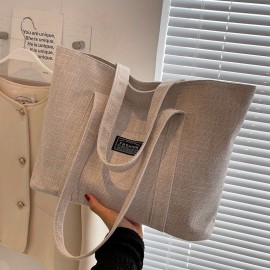 女性向けのヘンプファブリックトートバッグ、広々と肩掛け可能なハンドバッグ、ジッパークロージャー付きの多用途メッセンジャーバッグ、複数のポケット付き、手洗い可能またはクリーニング専用