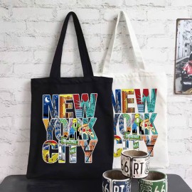 シックなニューヨークシティプリントキャンバストートバッグ - 広々とした＆多機能ショルダーハンドバッグ、仕事、学校、ショッピング用 | 洗濯機で洗える