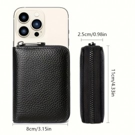Keaplayee 女性用エレガントカードホルダーウォレット1個 - 高品質＆非磁気、多機能スロットとジッパー付き、大容量コンパクトブラッククレジットカードオーガナイザー、日常使いに適したシンプルデザイン｜抗磁特性