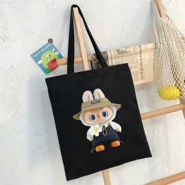 JIT キャンバス トートバッグ 大容量 プリント入り ファスナーなし 裏地なし 付属品なし 学生 授業 通勤 旅行 買い物用