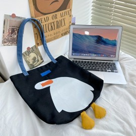 クリエイティブ3Dキャラクターダックトートバッグ、大容量ショルダーバッグ、楽しいダック柄ハンドバッグ、学校、仕事、休暇に最適