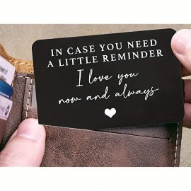 アルミ合金刻印入りウォレットカード1枚 - ちょっとしたリマインダーが必要な場合に「I Love You」ウォレットインサートカード - 結婚式、クリスマス、バレンタインデー、誕生日ギフト