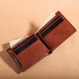 シフィアのメンズレトロフルグレインレザーRFIDブロッキング三つ折り財布、複数のカードスロット付き - 男性へのギフトに最適