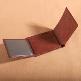 シフィアのメンズレトロフルグレインレザーRFIDブロッキング三つ折り財布、複数のカードスロット付き - 男性へのギフトに最適