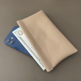 カジュアルスタイルのフェイクレザースリムウォレット、パスポートとIDホルダー、イヤホンコードストレージポーチ、メイクアップバッグ