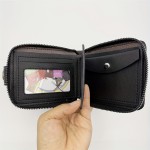 【スタイリッシュ】メンズブラックウォレット、ゴールデンスターロゴ付き - コンパクトなジッパークロージャー、複数のカードスロット、日常使用のためのコインパース＆ドキュメントホルダー、安全なコインパース | ゴールデンスターデザイン | 耐久性のあるステッチ