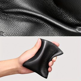 男性用の最高級牛革財布、カジュアルスタイル、洗えないショート二つ折りクラッチ、外出用、プリントデザインなし - 本革コンパクトメンズビルフォルド