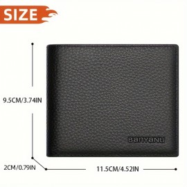 男性用の最高級牛革財布、カジュアルスタイル、洗えないショート二つ折りクラッチ、外出用、プリントデザインなし - 本革コンパクトメンズビルフォルド