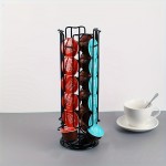 24個のドルチェグストカプセルと互換性のあるコーヒーカプセル収納回転木馬スタンドオーガナイザー、モダンブラックデザイン、家庭またはオフィスキッチンカウンターオーガナイザー
