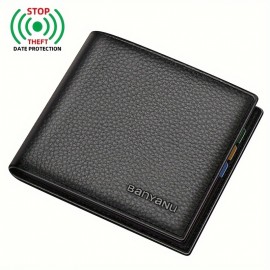 男性用の最高級牛革財布、カジュアルスタイル、洗えないショート二つ折りクラッチ、外出用、プリントデザインなし - 本革コンパクトメンズビルフォルド
